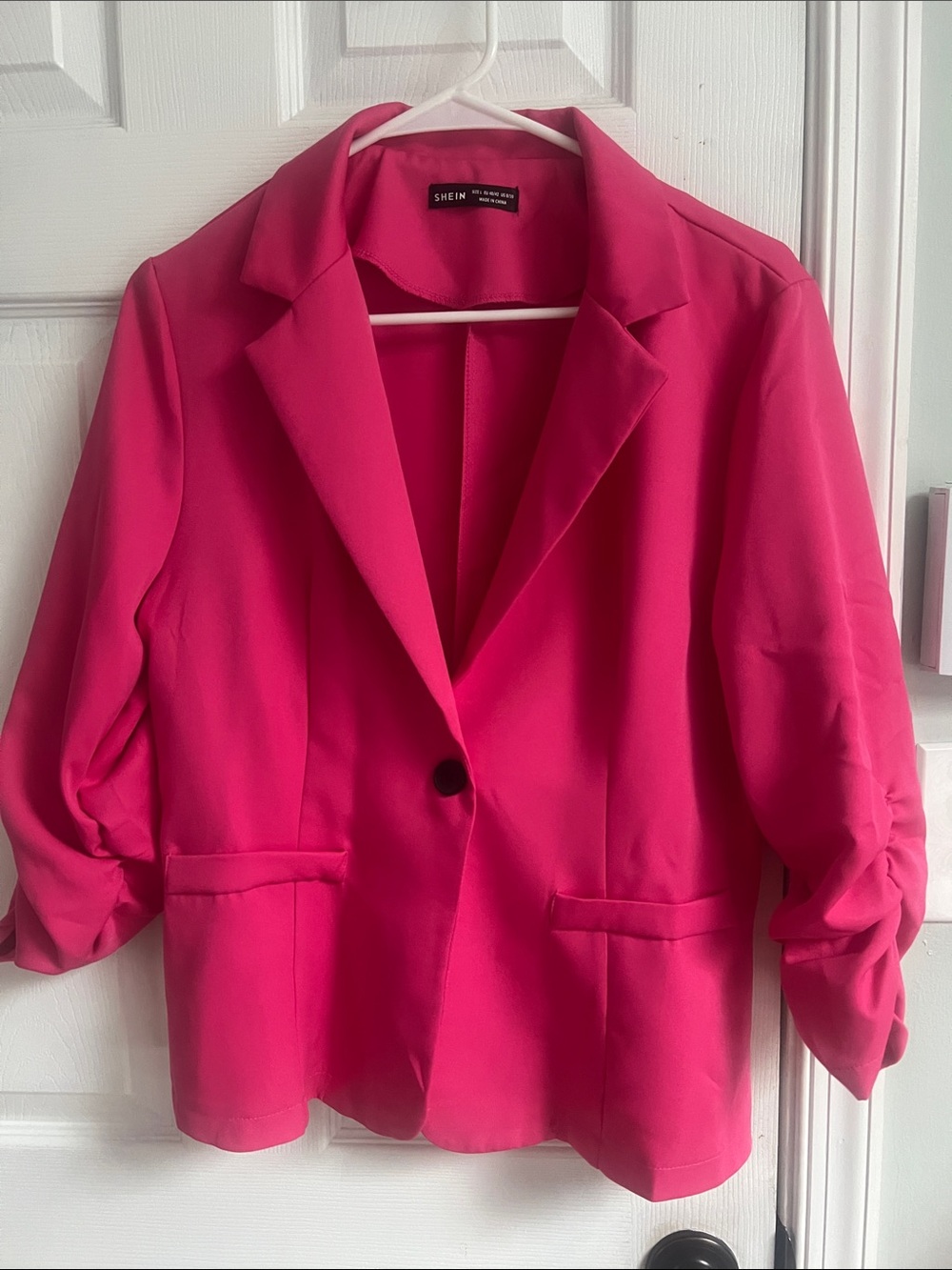 SHEIN Hot Pink Single-Button Blazer Jacket